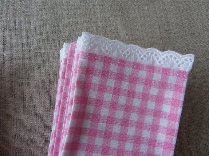 21 sachets dragées vichy rose dentelle
