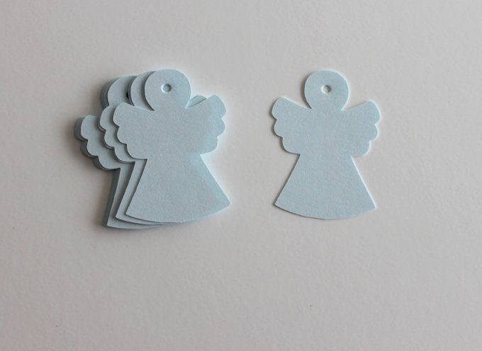 Lot de 10 ou 15 étiquettes ange blanc bleu rose à remplir