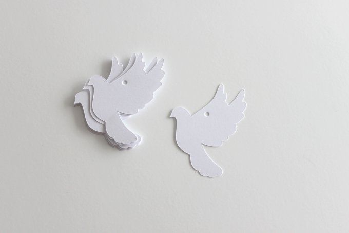Lot de 10 étiquettes colombes blanc à remplir