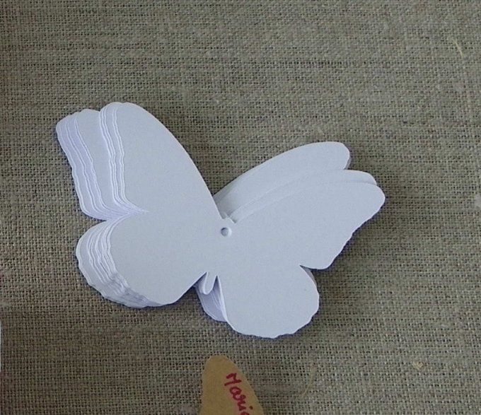 Lot de 10 étiquettes papillon blanc à remplir