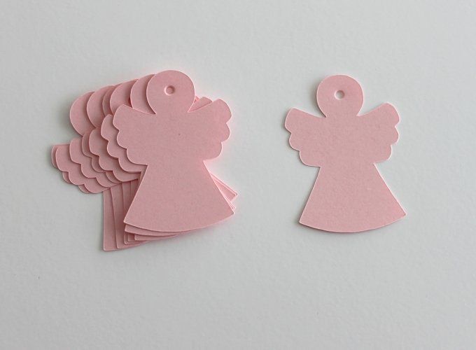 Lot de 10 ou 15 étiquettes ange blanc bleu rose à remplir