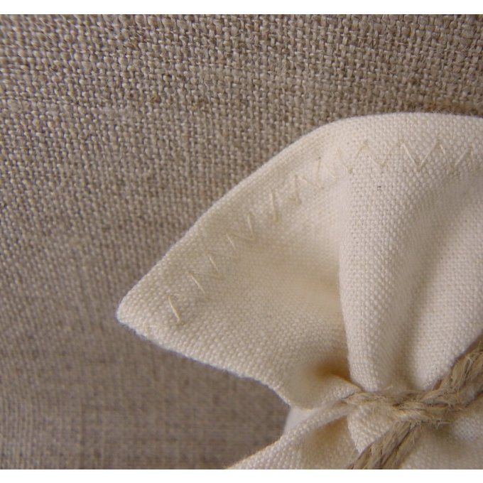 Sachet pochon à dragée lavande coton lin ancien écru NATUREL - SANS RUBAN - LOT DE 10