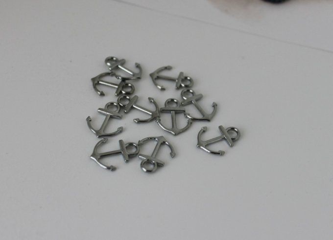 Lot de 10 ancres marines argent foncé