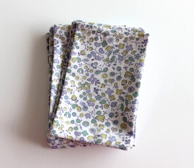 pochon à dragées fleurs olive mauve vert tissu surcyclé