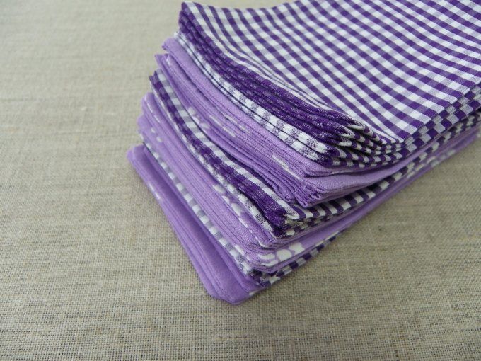 Pochons pochette sachets sac à lavande vide fleurs mauve vichy violet tissu recyclé upcyclé