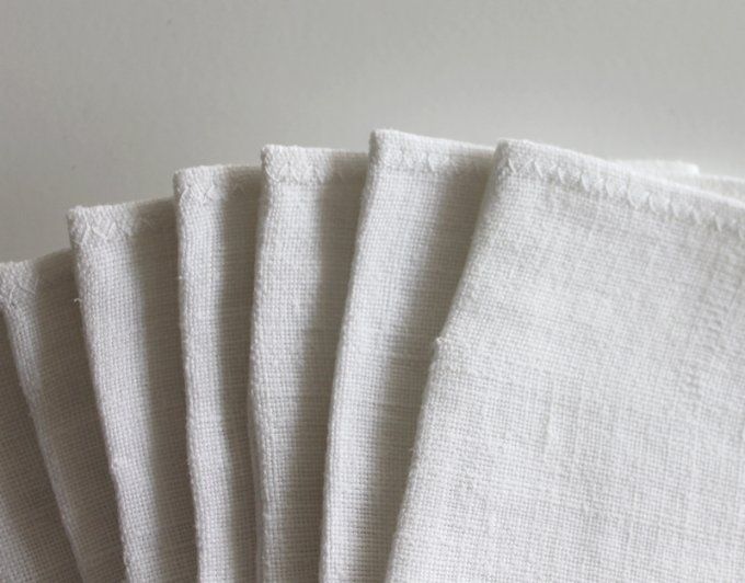 Pochons dragées blanc baptême communion lin ancien