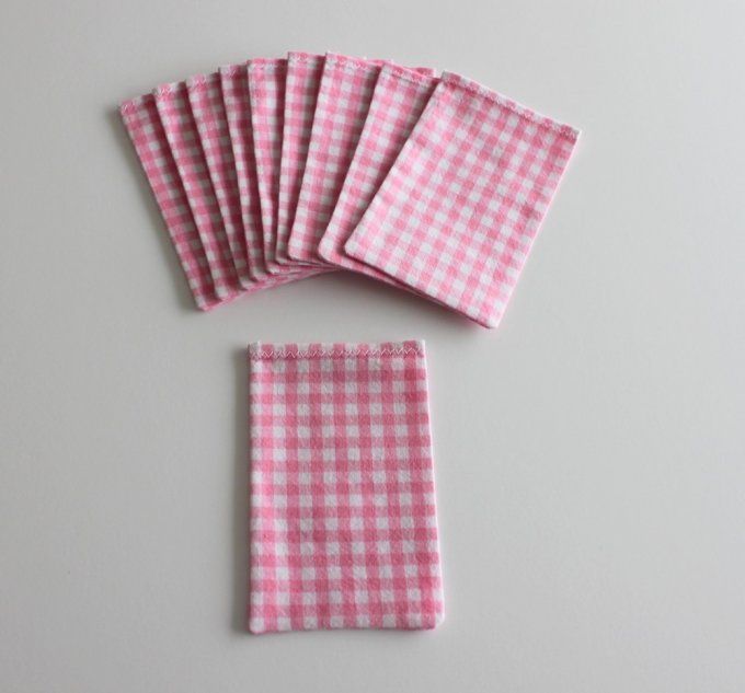 sachet pochon sac dragées  tissu vichy rose baptême