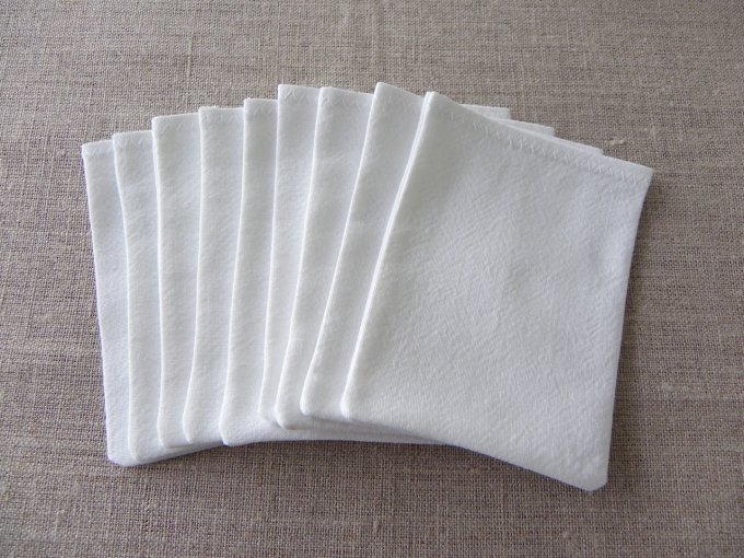 10 Pochons sachets sac à dragées blanc coton linge ancien avec ou sans cordon ficelle en lin