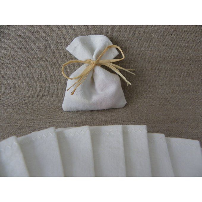 Sachet, pochon en coton ancien ECRU NATUREL 7,5x10 cm SANS RUBAN