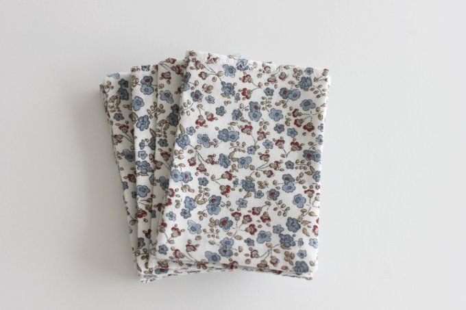 sachets pochons sacs dragées fleurs bleues coton bio