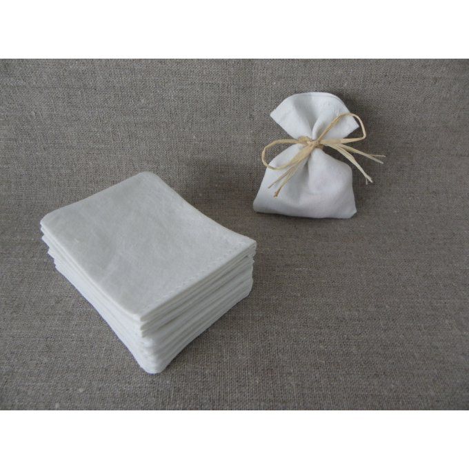 Sachet, pochon en coton ancien blanc cassé, ivoire, crème, 7,5x10 cm SANS RUBAN